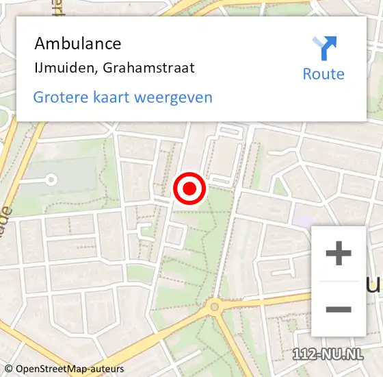 Locatie op kaart van de 112 melding: Ambulance IJmuiden, Grahamstraat op 31 augustus 2024 17:54