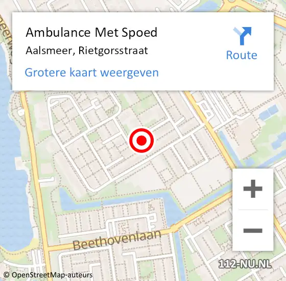 Locatie op kaart van de 112 melding: Ambulance Met Spoed Naar Aalsmeer, Rietgorsstraat op 31 augustus 2024 18:04