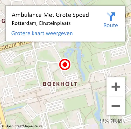 Locatie op kaart van de 112 melding: Ambulance Met Grote Spoed Naar Rotterdam, Einsteinplaats op 31 augustus 2024 18:06