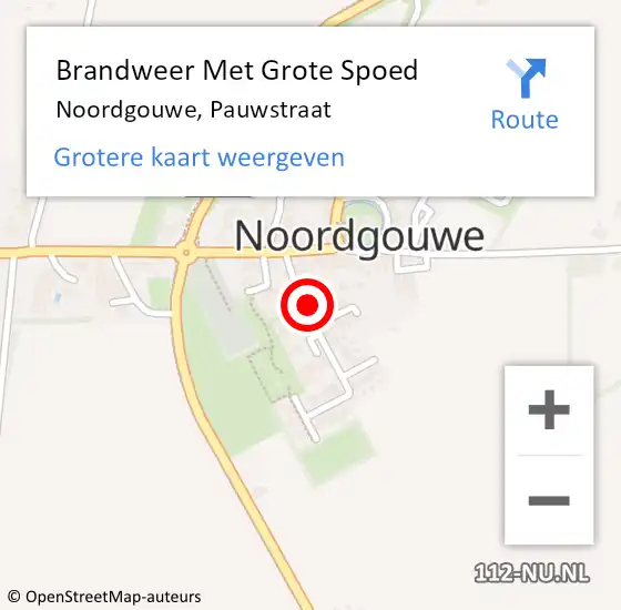 Locatie op kaart van de 112 melding: Brandweer Met Grote Spoed Naar Noordgouwe, Pauwstraat op 31 augustus 2024 18:30