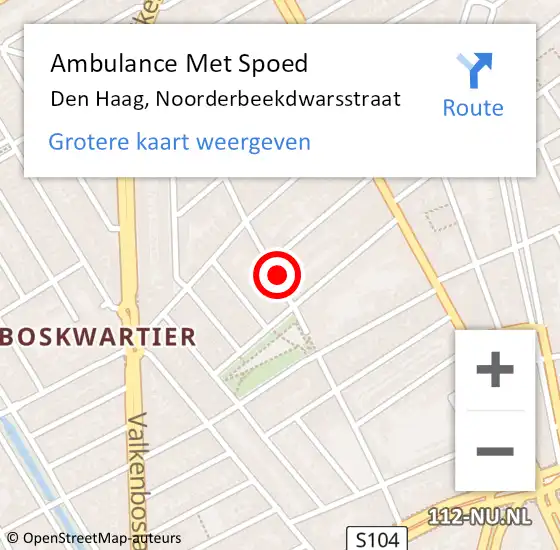 Locatie op kaart van de 112 melding: Ambulance Met Spoed Naar Den Haag, Noorderbeekdwarsstraat op 31 augustus 2024 18:32