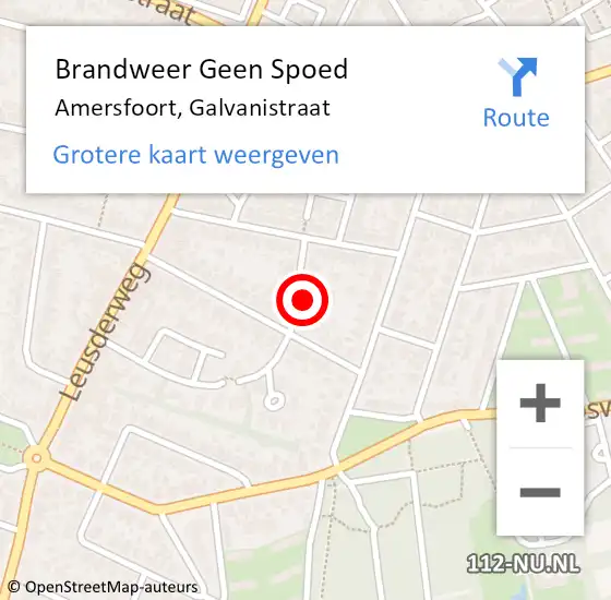 Locatie op kaart van de 112 melding: Brandweer Geen Spoed Naar Amersfoort, Galvanistraat op 31 augustus 2024 18:35