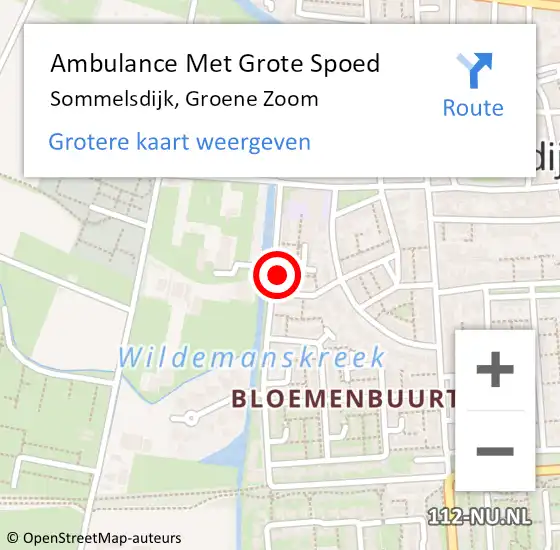 Locatie op kaart van de 112 melding: Ambulance Met Grote Spoed Naar Sommelsdijk, Groene Zoom op 31 augustus 2024 18:40