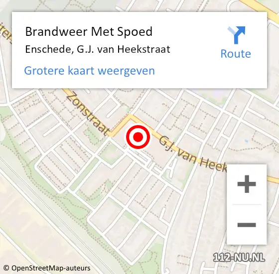 Locatie op kaart van de 112 melding: Brandweer Met Spoed Naar Enschede, G.J. van Heekstraat op 31 augustus 2024 18:40