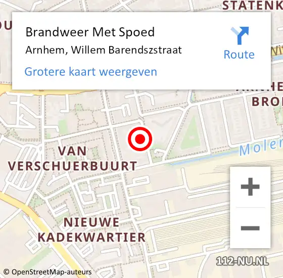 Locatie op kaart van de 112 melding: Brandweer Met Spoed Naar Arnhem, Willem Barendszstraat op 31 augustus 2024 19:01