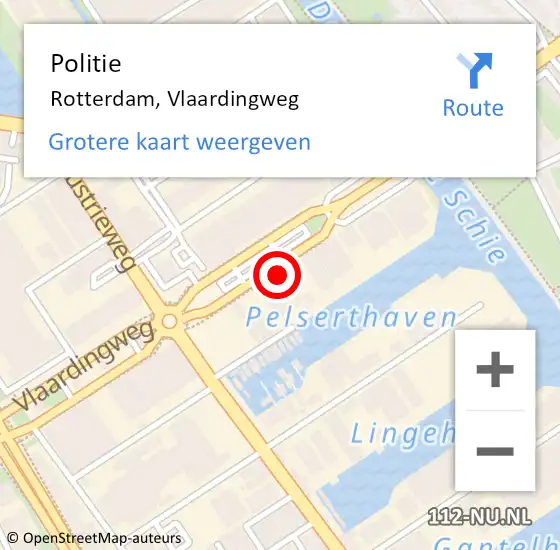 Locatie op kaart van de 112 melding: Politie Rotterdam, Vlaardingweg op 31 augustus 2024 19:06