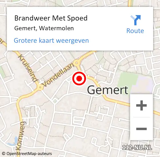 Locatie op kaart van de 112 melding: Brandweer Met Spoed Naar Gemert, Watermolen op 31 augustus 2024 19:26