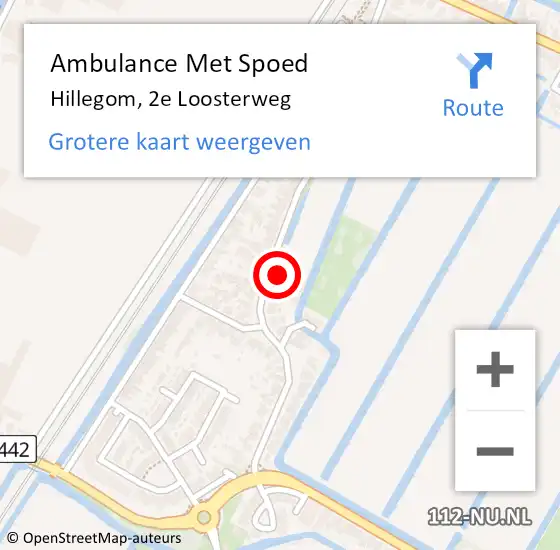 Locatie op kaart van de 112 melding: Ambulance Met Spoed Naar Hillegom, 2e Loosterweg op 31 augustus 2024 19:52