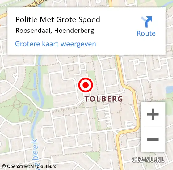 Locatie op kaart van de 112 melding: Politie Met Grote Spoed Naar Roosendaal, Hoenderberg op 31 augustus 2024 19:58