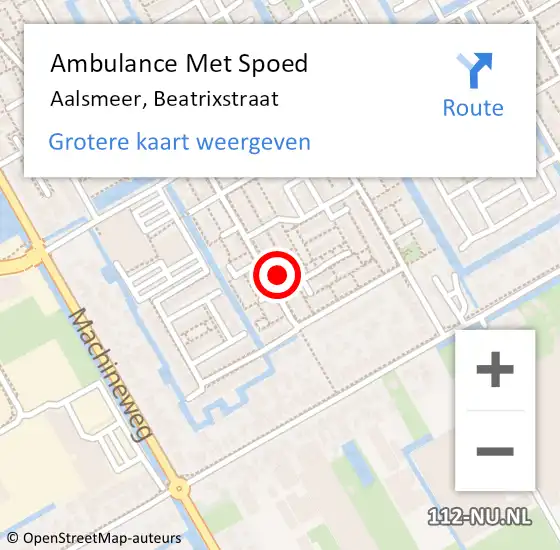 Locatie op kaart van de 112 melding: Ambulance Met Spoed Naar Aalsmeer, Beatrixstraat op 31 augustus 2024 20:19