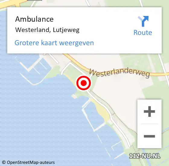 Locatie op kaart van de 112 melding: Ambulance Westerland, Lutjeweg op 31 augustus 2024 20:35