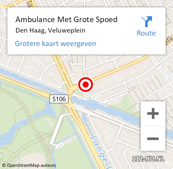 Locatie op kaart van de 112 melding: Ambulance Met Grote Spoed Naar Den Haag, Veluweplein op 31 augustus 2024 21:15