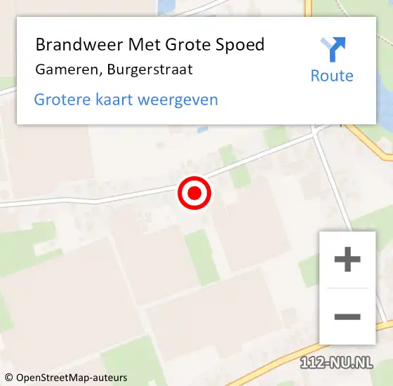 Locatie op kaart van de 112 melding: Brandweer Met Grote Spoed Naar Gameren, Burgerstraat op 31 augustus 2024 21:16