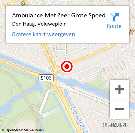 Locatie op kaart van de 112 melding: Ambulance Met Zeer Grote Spoed Naar Den Haag, Veluweplein op 31 augustus 2024 21:16