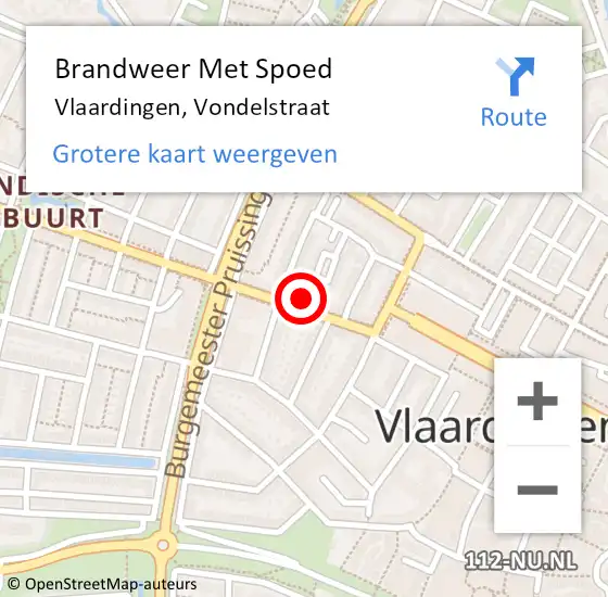 Locatie op kaart van de 112 melding: Brandweer Met Spoed Naar Vlaardingen, Vondelstraat op 31 augustus 2024 21:34