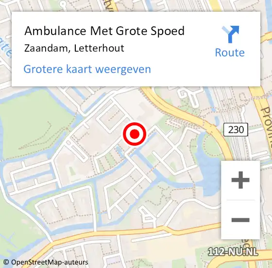 Locatie op kaart van de 112 melding: Ambulance Met Grote Spoed Naar Zaandam, Letterhout op 31 augustus 2024 21:39