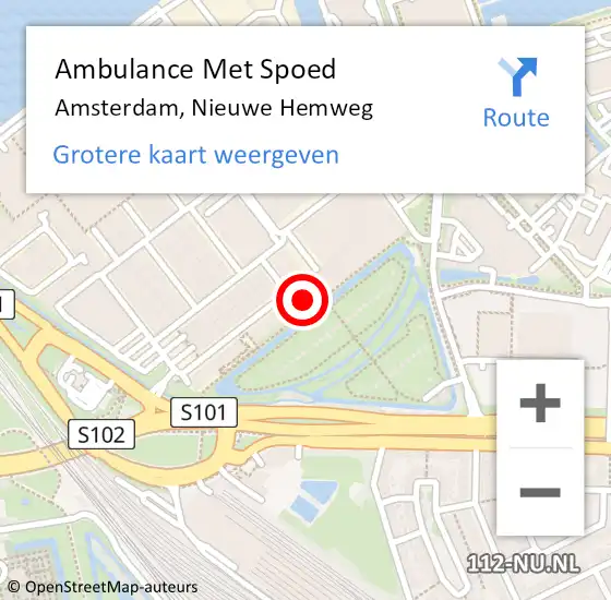 Locatie op kaart van de 112 melding: Ambulance Met Spoed Naar Amsterdam, Nieuwe Hemweg op 31 augustus 2024 21:47