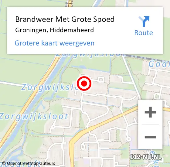 Locatie op kaart van de 112 melding: Brandweer Met Grote Spoed Naar Groningen, Hiddemaheerd op 31 augustus 2024 21:51