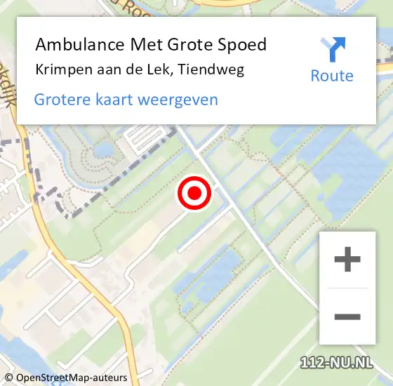 Locatie op kaart van de 112 melding: Ambulance Met Grote Spoed Naar Krimpen aan de Lek, Tiendweg op 31 augustus 2024 21:57