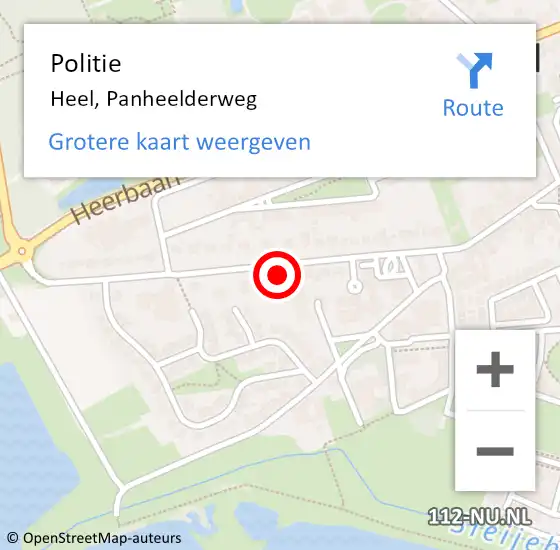 Locatie op kaart van de 112 melding: Politie Wessem, Panheelderweg op 31 augustus 2024 22:04