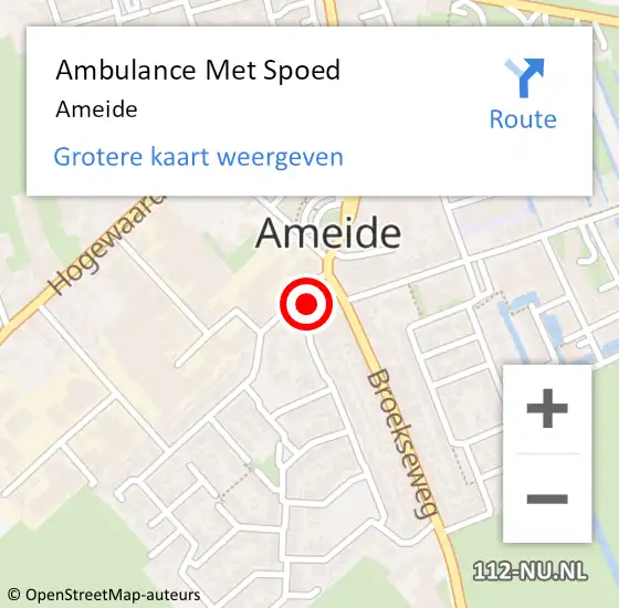 Locatie op kaart van de 112 melding: Ambulance Met Spoed Naar Ameide op 31 augustus 2024 22:05