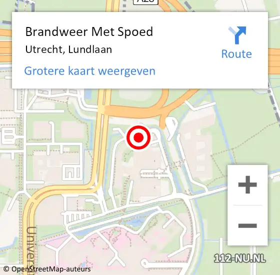 Locatie op kaart van de 112 melding: Brandweer Met Spoed Naar Utrecht, Lundlaan op 31 augustus 2024 22:06