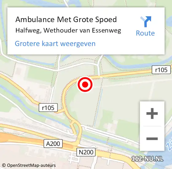 Locatie op kaart van de 112 melding: Ambulance Met Grote Spoed Naar Halfweg, Wethouder van Essenweg op 31 augustus 2024 22:07