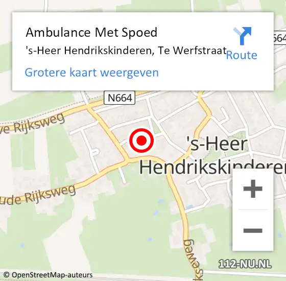 Locatie op kaart van de 112 melding: Ambulance Met Spoed Naar 's-Heer Hendrikskinderen, Te Werfstraat op 18 oktober 2014 13:55
