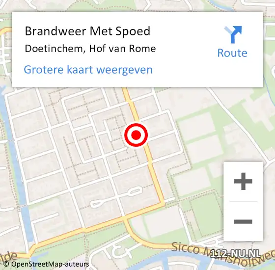 Locatie op kaart van de 112 melding: Brandweer Met Spoed Naar Doetinchem, Hof van Rome op 31 augustus 2024 22:14