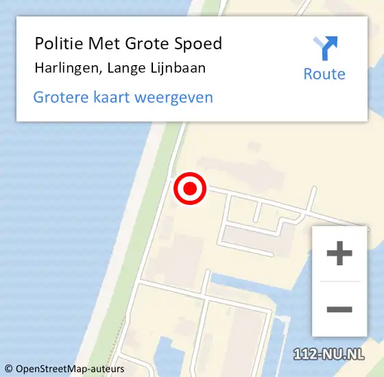 Locatie op kaart van de 112 melding: Politie Met Grote Spoed Naar Harlingen, Lange Lijnbaan op 31 augustus 2024 22:24