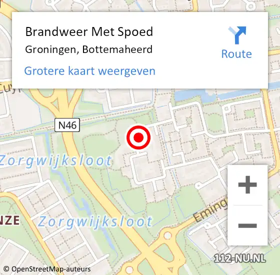 Locatie op kaart van de 112 melding: Brandweer Met Spoed Naar Groningen, Bottemaheerd op 31 augustus 2024 22:29