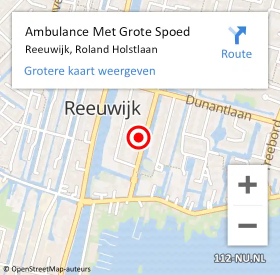 Locatie op kaart van de 112 melding: Ambulance Met Grote Spoed Naar Reeuwijk, Roland Holstlaan op 31 augustus 2024 22:31