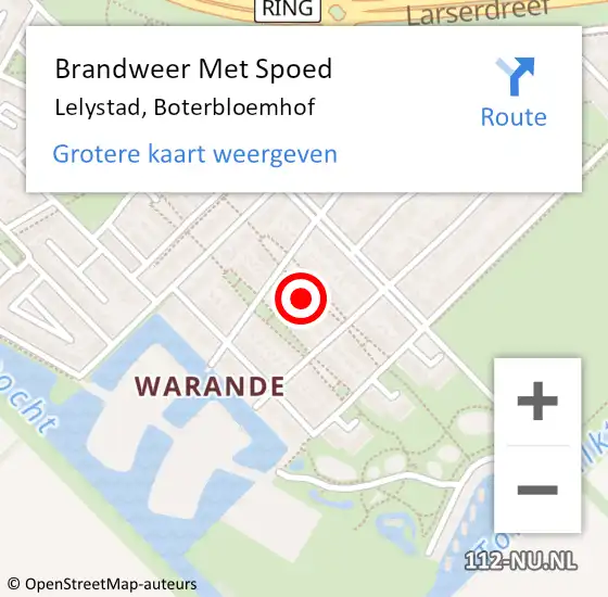 Locatie op kaart van de 112 melding: Brandweer Met Spoed Naar Lelystad, Boterbloemhof op 31 augustus 2024 22:50