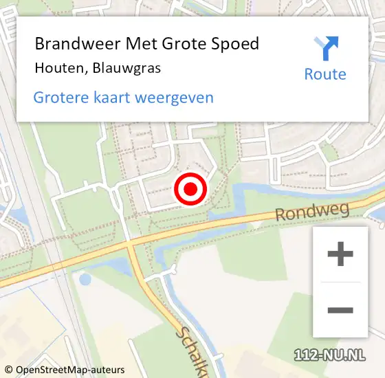 Locatie op kaart van de 112 melding: Brandweer Met Grote Spoed Naar Houten, Blauwgras op 31 augustus 2024 22:51