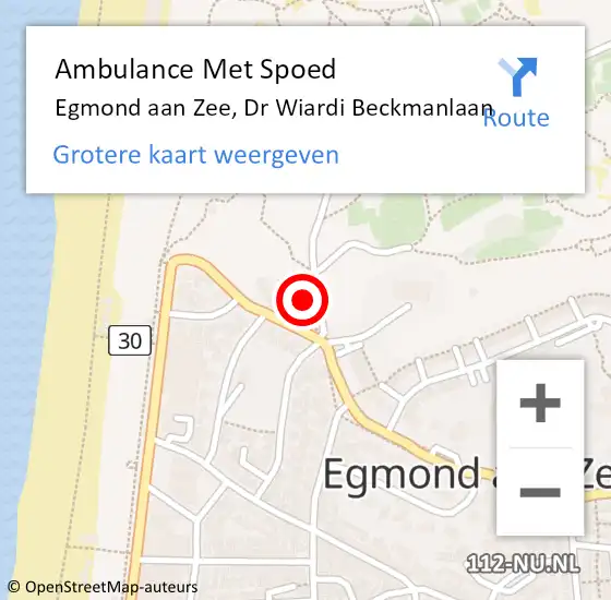 Locatie op kaart van de 112 melding: Ambulance Met Spoed Naar Egmond aan Zee, Dr Wiardi Beckmanlaan op 18 oktober 2014 13:58