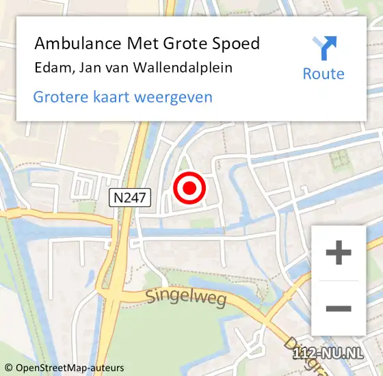 Locatie op kaart van de 112 melding: Ambulance Met Grote Spoed Naar Edam, Jan van Wallendalplein op 31 augustus 2024 23:19