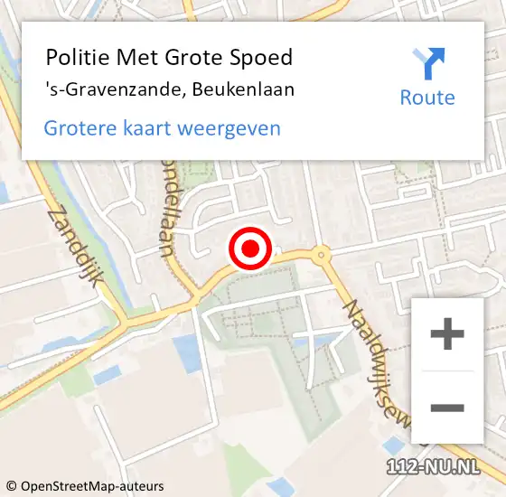 Locatie op kaart van de 112 melding: Politie Met Grote Spoed Naar 's-Gravenzande, Beukenlaan op 31 augustus 2024 23:30