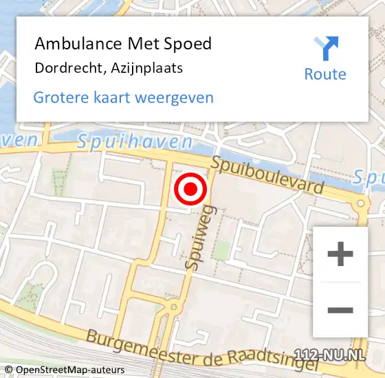 Locatie op kaart van de 112 melding: Ambulance Met Spoed Naar Dordrecht, Azijnplaats op 31 augustus 2024 23:41