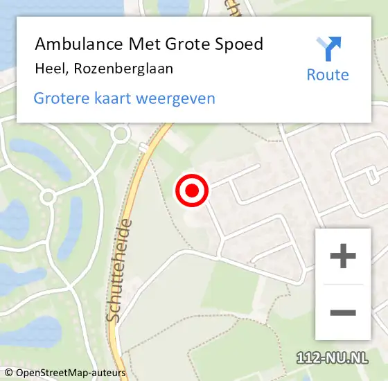 Locatie op kaart van de 112 melding: Ambulance Met Grote Spoed Naar Heel, Rozenberglaan op 1 september 2024 00:15