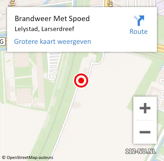 Locatie op kaart van de 112 melding: Brandweer Met Spoed Naar Lelystad, Larserdreef op 1 september 2024 00:33