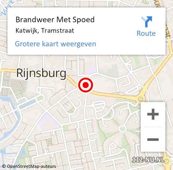 Locatie op kaart van de 112 melding: Brandweer Met Spoed Naar Katwijk, Tramstraat op 1 september 2024 00:37