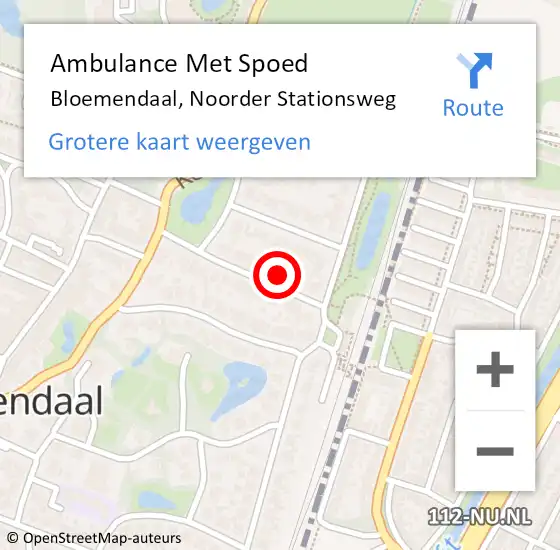 Locatie op kaart van de 112 melding: Ambulance Met Spoed Naar Bloemendaal, Noorder Stationsweg op 1 september 2024 00:38