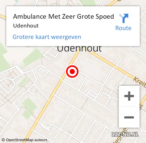 Locatie op kaart van de 112 melding: Ambulance Met Zeer Grote Spoed Naar Udenhout op 1 september 2024 00:49