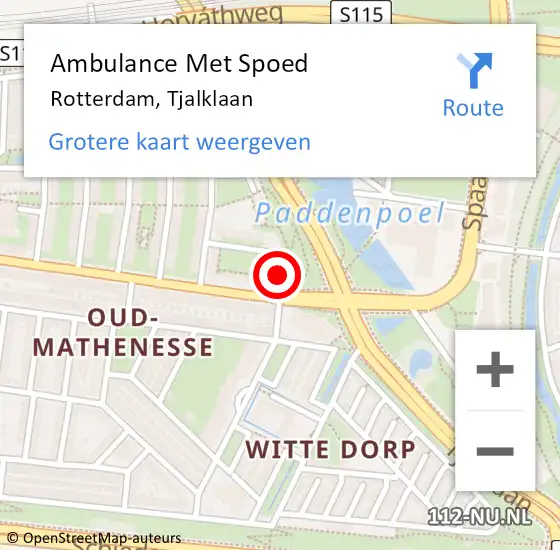 Locatie op kaart van de 112 melding: Ambulance Met Spoed Naar Rotterdam, Tjalklaan op 1 september 2024 00:54