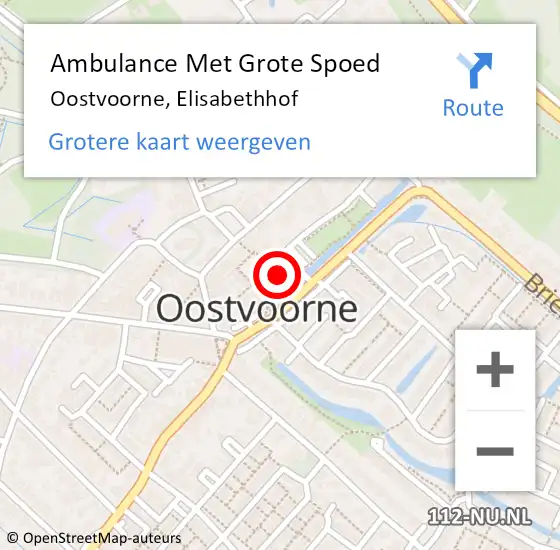 Locatie op kaart van de 112 melding: Ambulance Met Grote Spoed Naar Oostvoorne, Elisabethhof op 1 september 2024 00:57