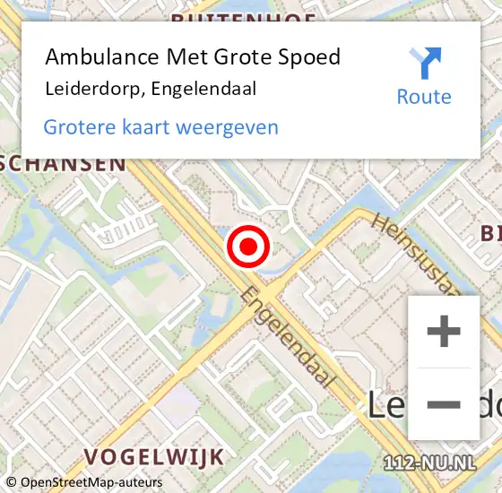 Locatie op kaart van de 112 melding: Ambulance Met Grote Spoed Naar Leiderdorp, Engelendaal op 1 september 2024 00:59