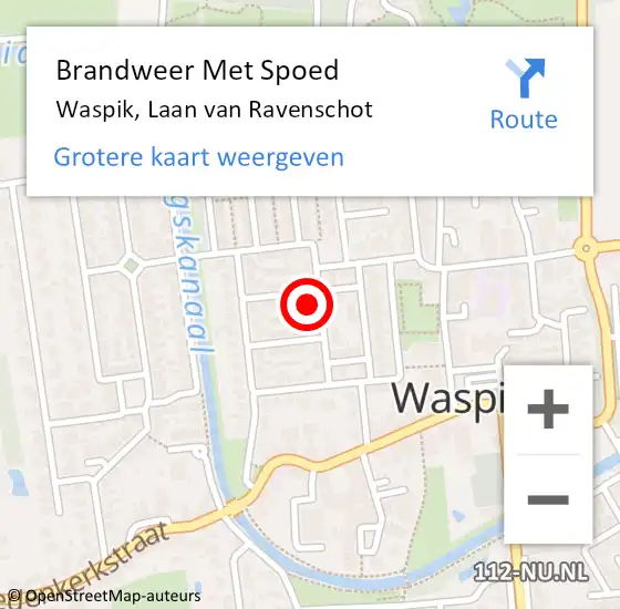 Locatie op kaart van de 112 melding: Brandweer Met Spoed Naar Waspik, Laan van Ravenschot op 1 september 2024 01:12