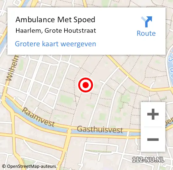 Locatie op kaart van de 112 melding: Ambulance Met Spoed Naar Haarlem, Grote Houtstraat op 1 september 2024 01:25