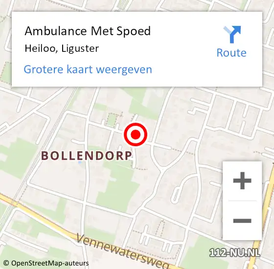 Locatie op kaart van de 112 melding: Ambulance Met Spoed Naar Heiloo, Liguster op 1 september 2024 01:27