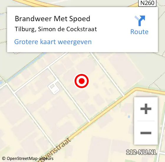 Locatie op kaart van de 112 melding: Brandweer Met Spoed Naar Tilburg, Simon de Cockstraat op 1 september 2024 01:36